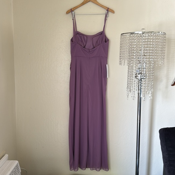 Azazie DEANDRA Fitted Pleated Mesh Long Dress Wisteria NWT - Picture 5 of 14
